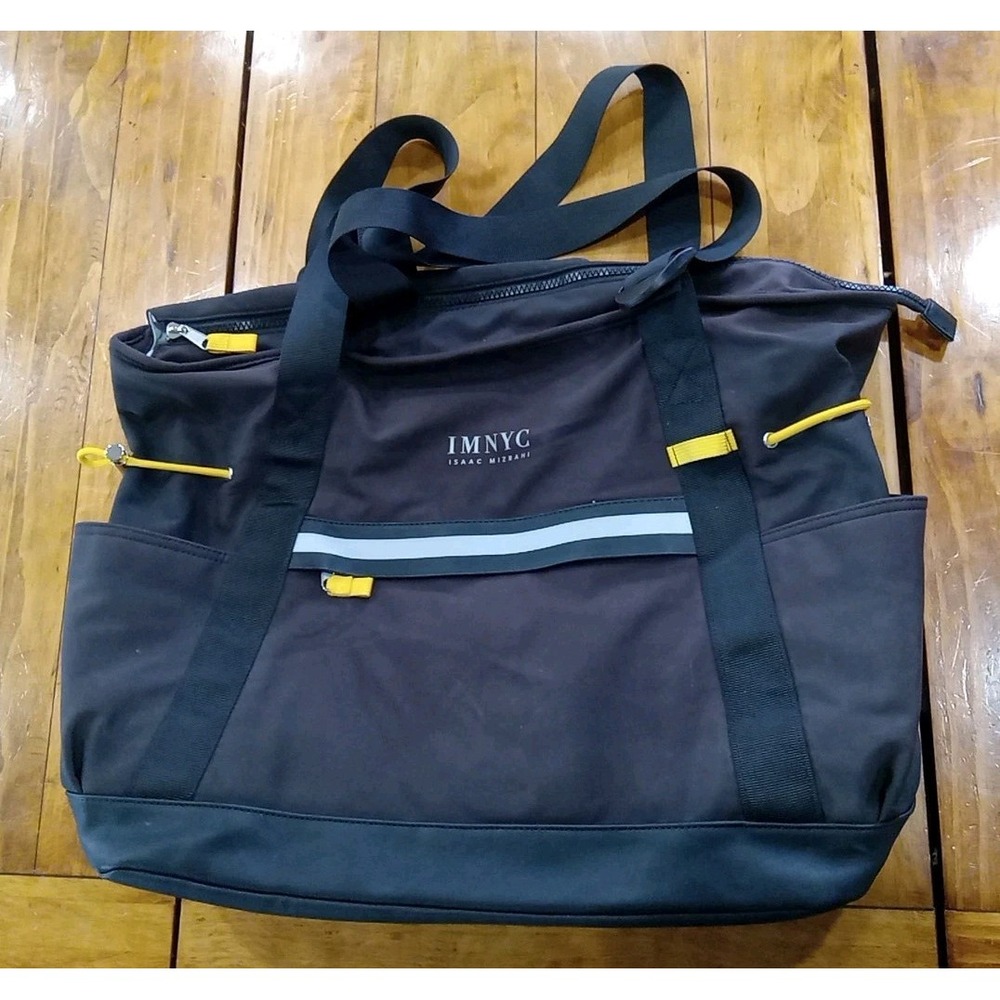 Issac Mizrahi Black Bag Lot Of Pockets Synthetic Weekend-Baby Bag